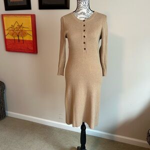 Moda International Tan Long Sleeve Dress